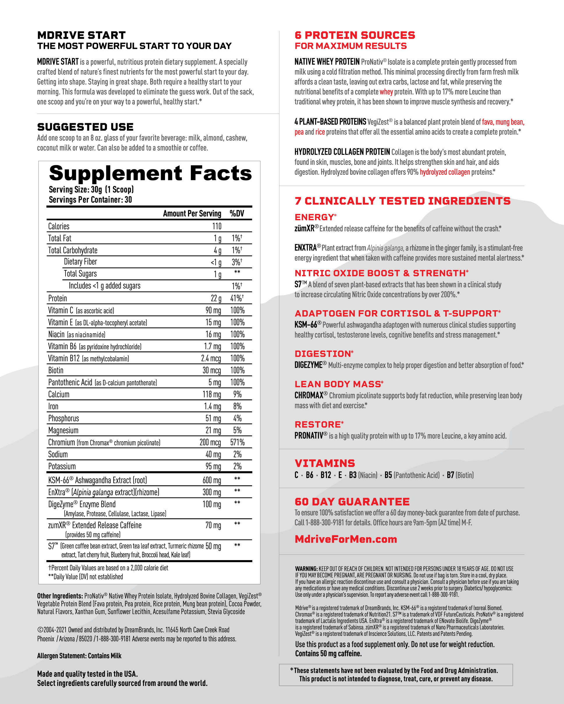 Mdrive Start Supplement Facts