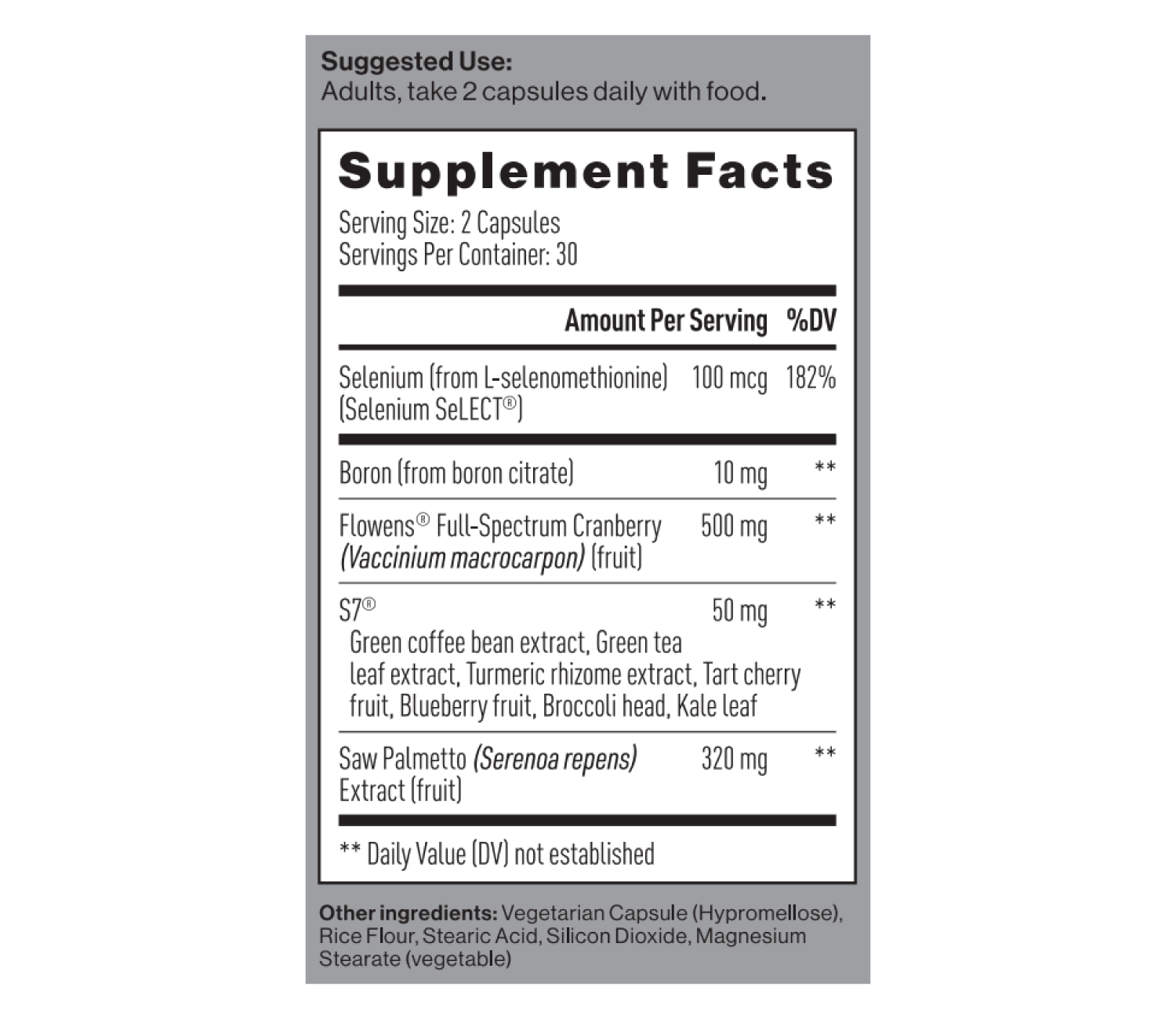 Mdrive Prostate Supplement Facts