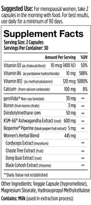 Internal Harmony Menopause Relief Supplement Facts