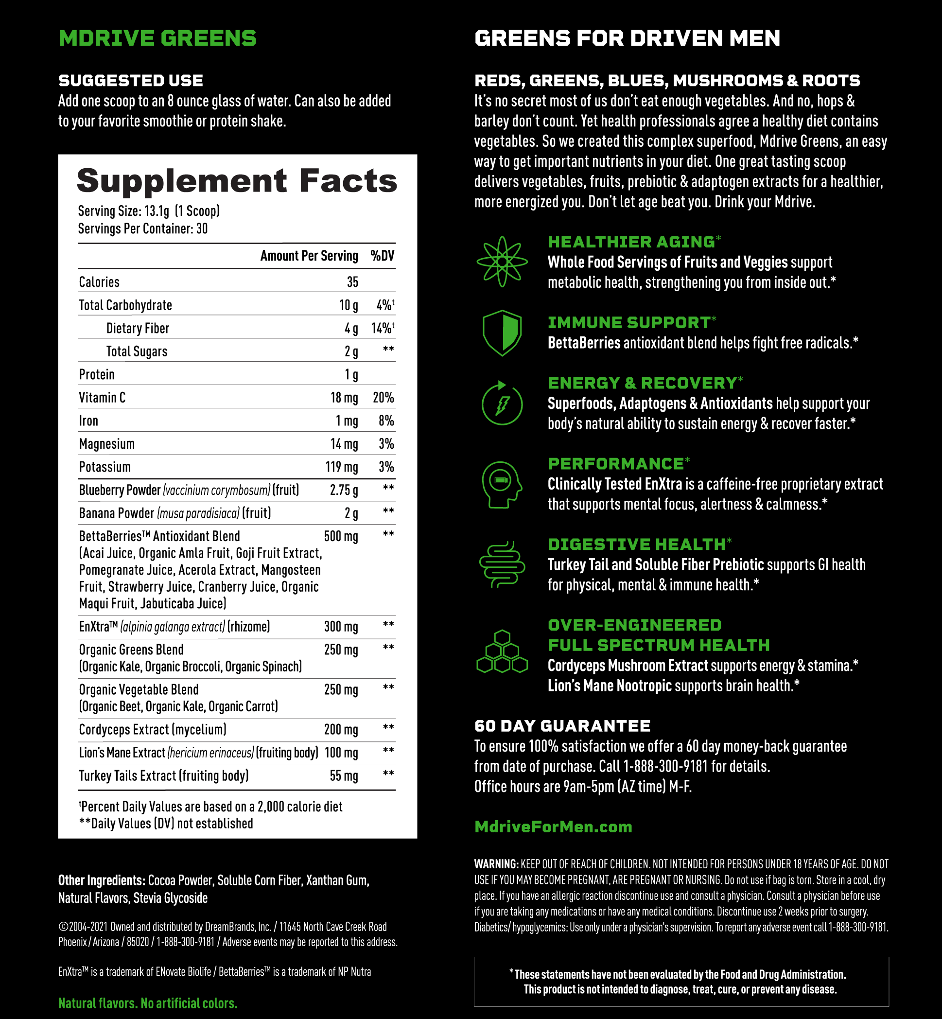 Mdrive Greens Supplement Facts